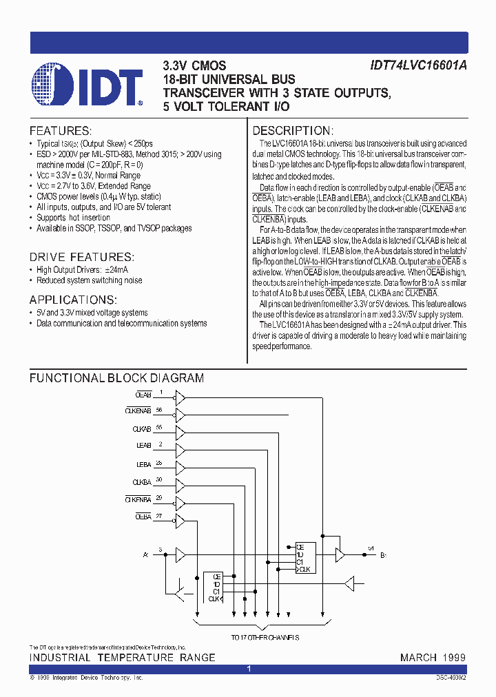 IDT74LVC16601A_278068.PDF Datasheet