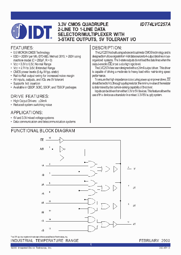 IDT74LVC257A_287808.PDF Datasheet