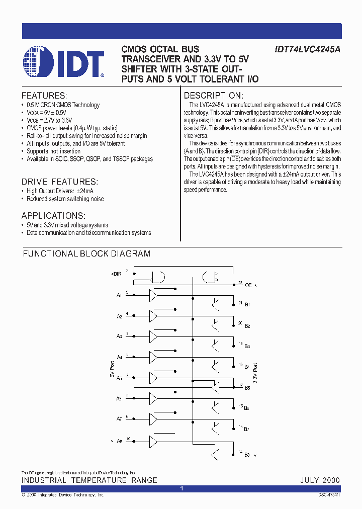 IDT74LVC4245A_219267.PDF Datasheet