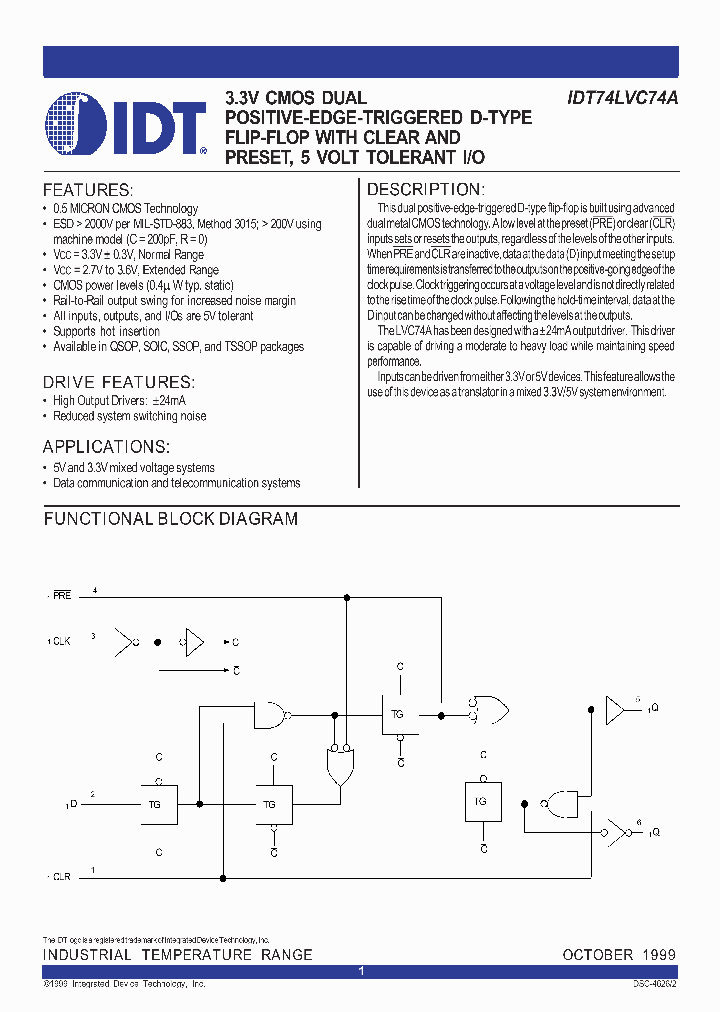 IDT74LVC74A_287787.PDF Datasheet