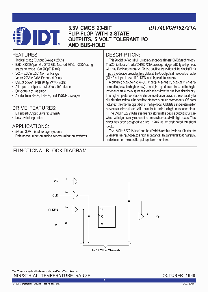 IDT74LVCH162721A_287142.PDF Datasheet