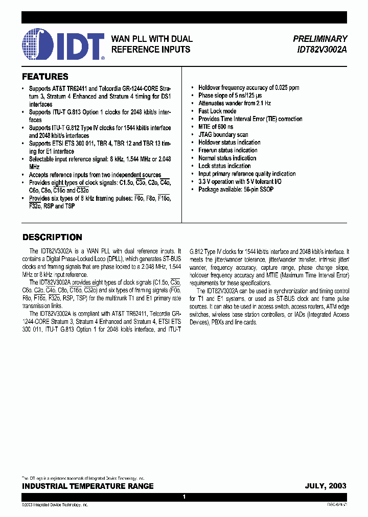 IDT82V3002A_274960.PDF Datasheet