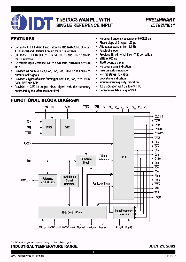 IDT82V3011_298851.PDF Datasheet