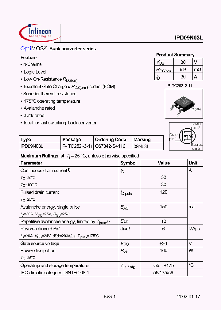 IPD09N03L_240786.PDF Datasheet