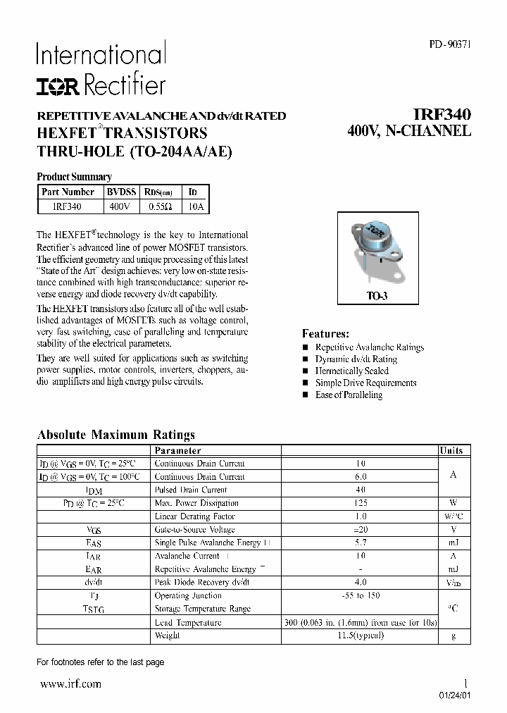IRF340_297036.PDF Datasheet