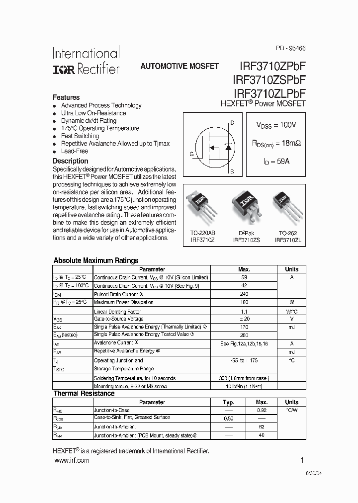 IRF3710ZPB_273178.PDF Datasheet