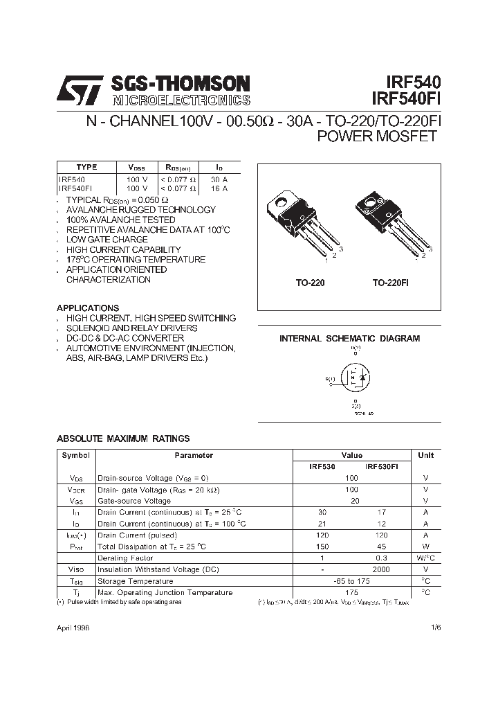 IRF540FI_156485.PDF Datasheet