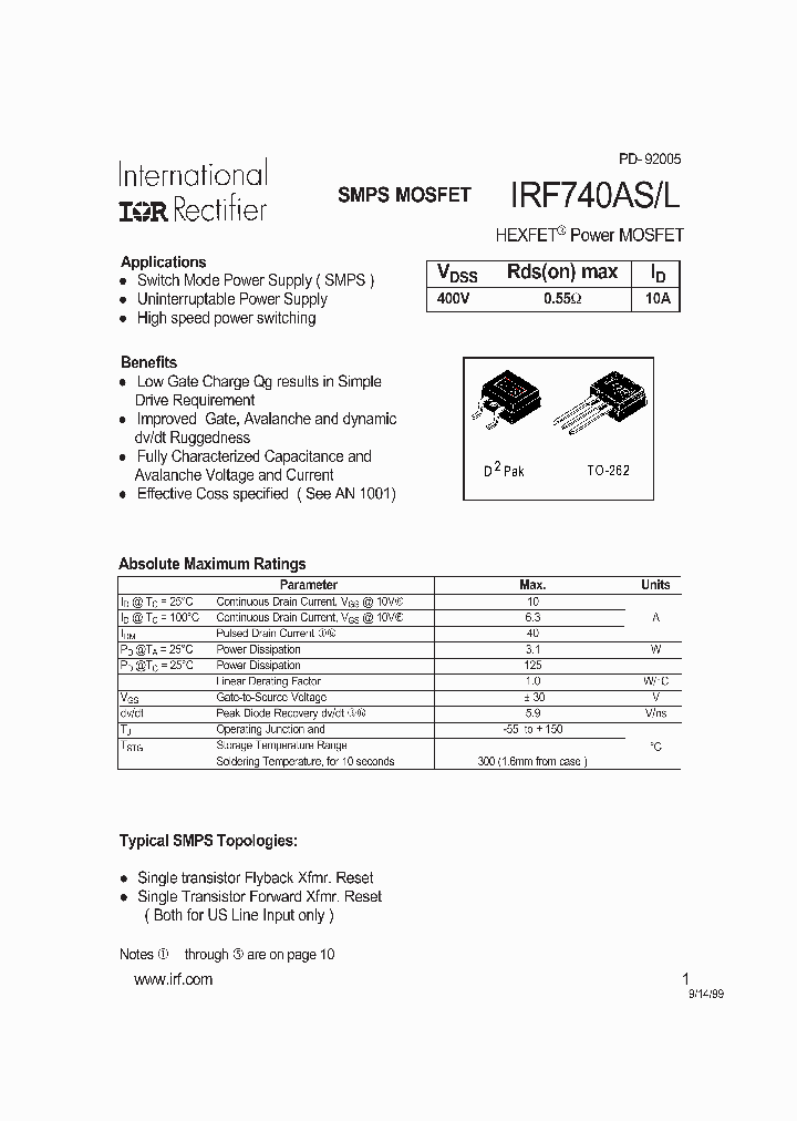 IRF740AL_208120.PDF Datasheet