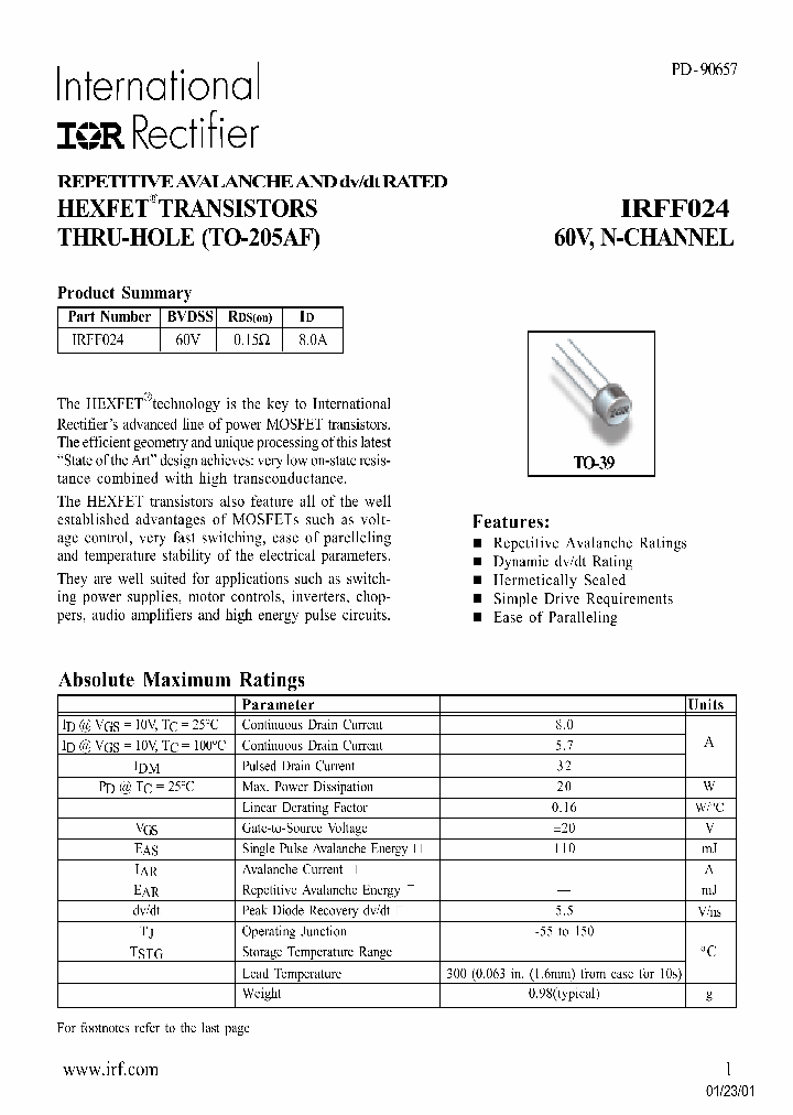 IRFF024_284596.PDF Datasheet