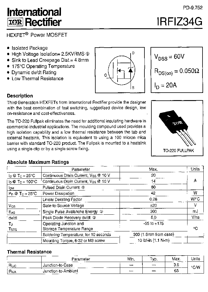 IRFIZ34G_274542.PDF Datasheet