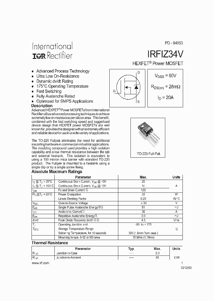 IRFIZ34V_274540.PDF Datasheet