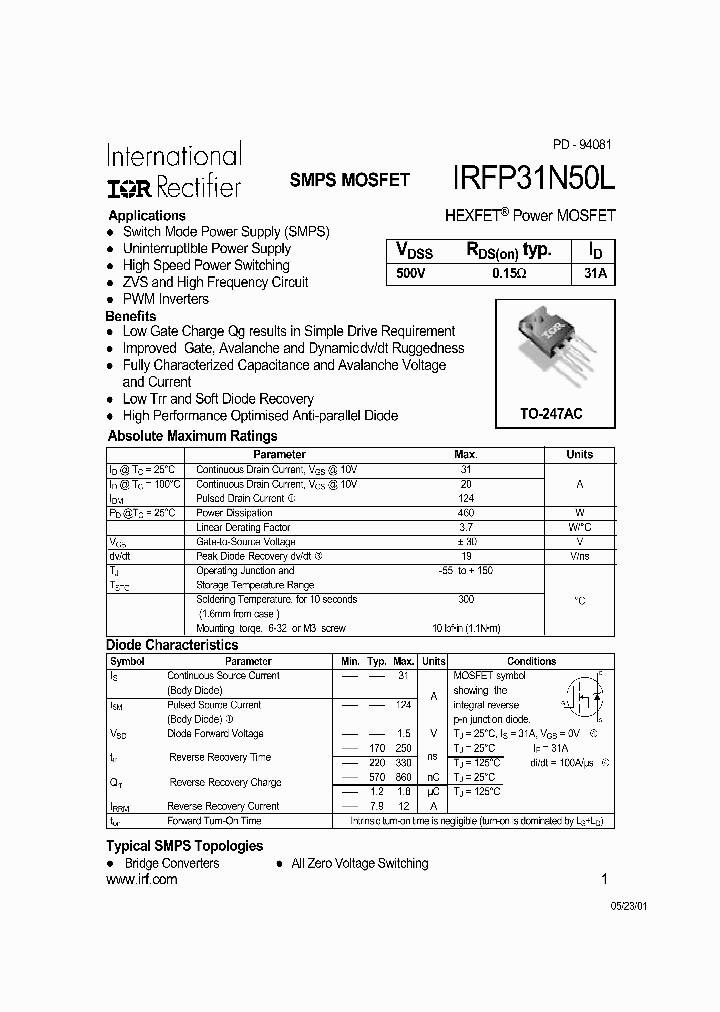 IRFP31N50L_276105.PDF Datasheet