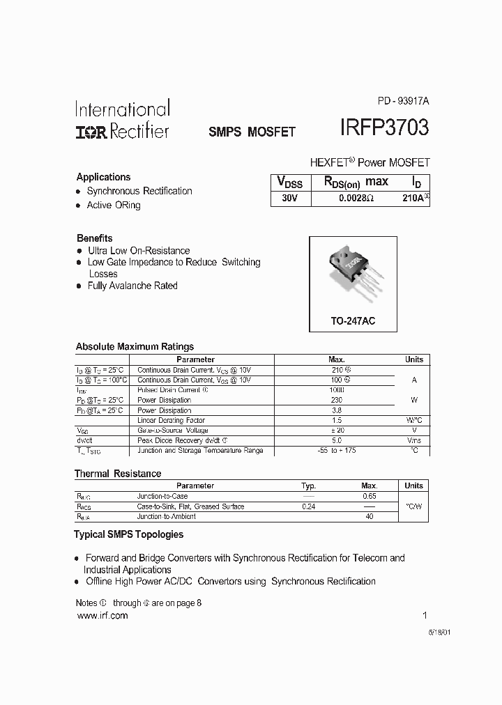 IRFP3703_289220.PDF Datasheet
