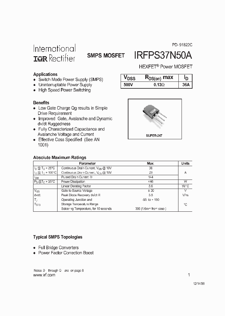 IRFPS37N50A_254816.PDF Datasheet