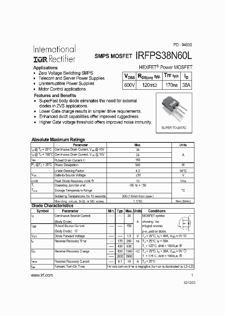 IRFPS38N60_272239.PDF Datasheet