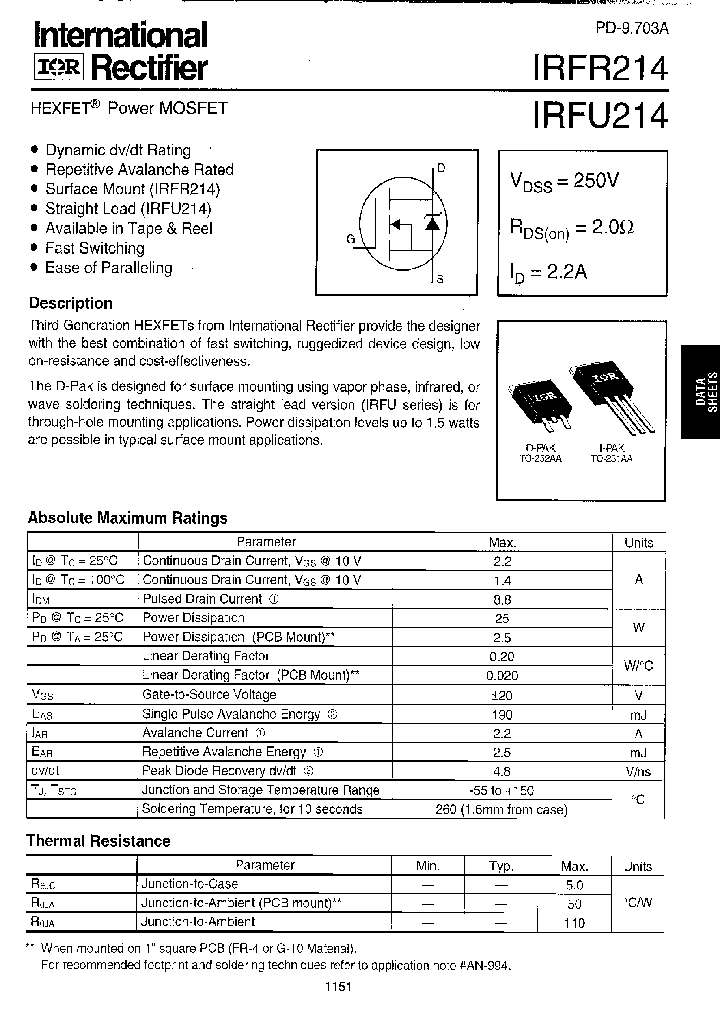 IRFR214_277198.PDF Datasheet