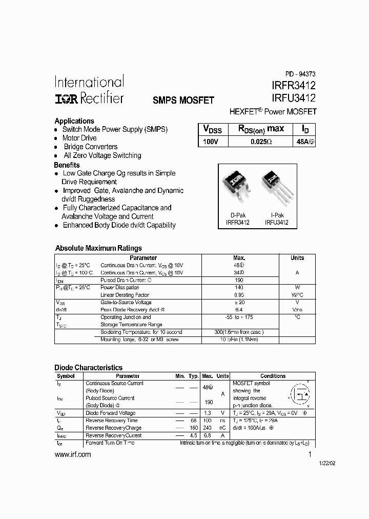 IRFR3412_247098.PDF Datasheet
