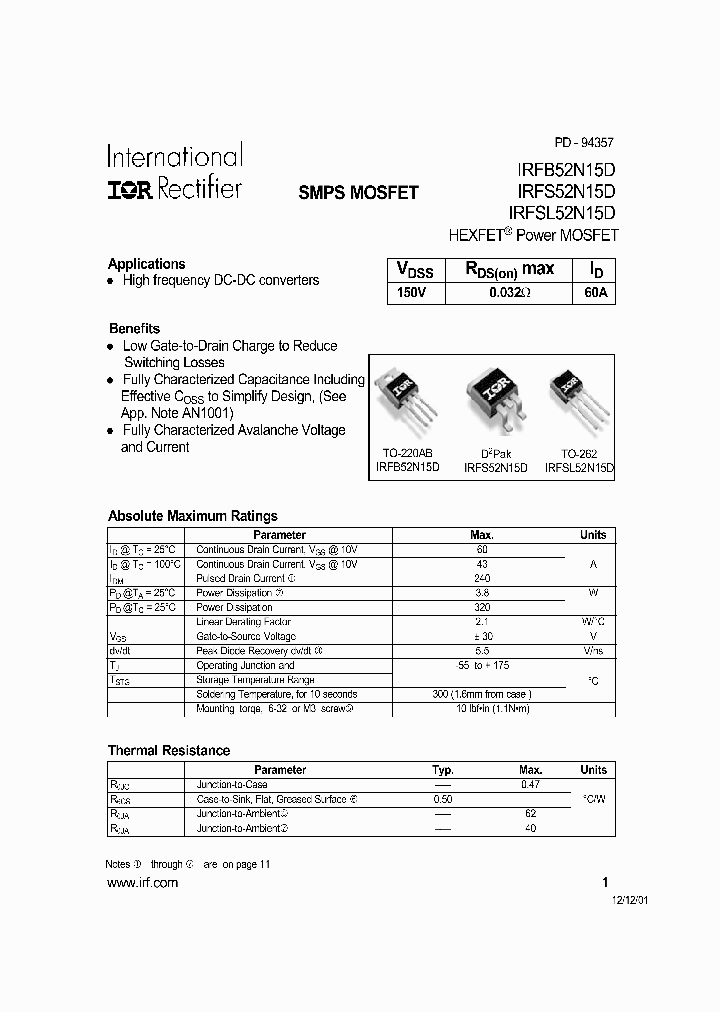 IRFS52N15D_290056.PDF Datasheet