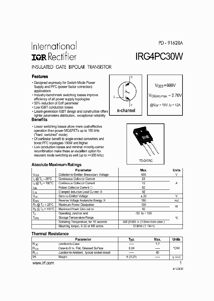 IRG4PC30W_281820.PDF Datasheet