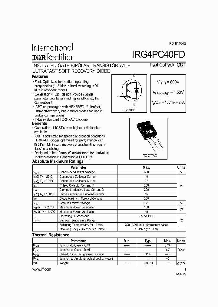 IRG4PC40FD_255299.PDF Datasheet
