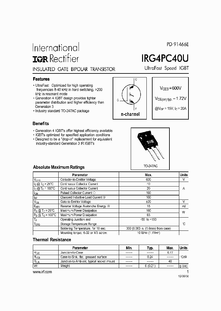 IRG4PC40U_282661.PDF Datasheet