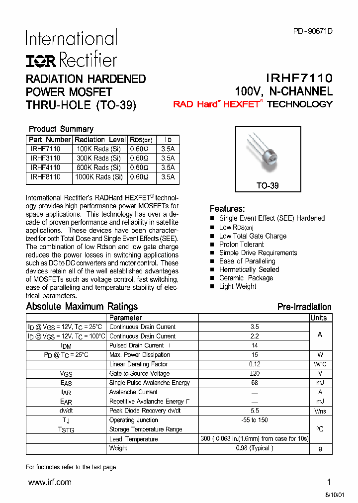 IRHF7110_294878.PDF Datasheet