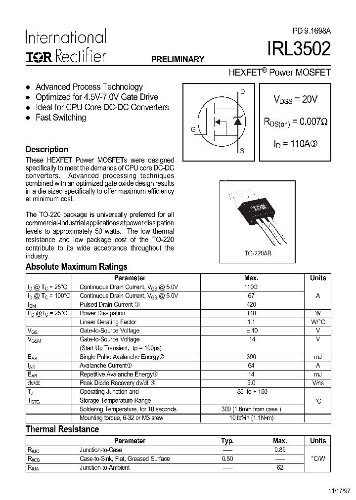 IRL3502_294287.PDF Datasheet