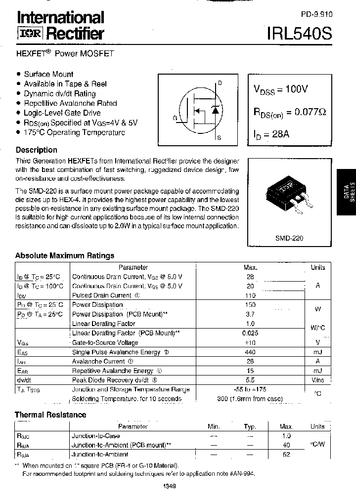 IRL540S_294095.PDF Datasheet