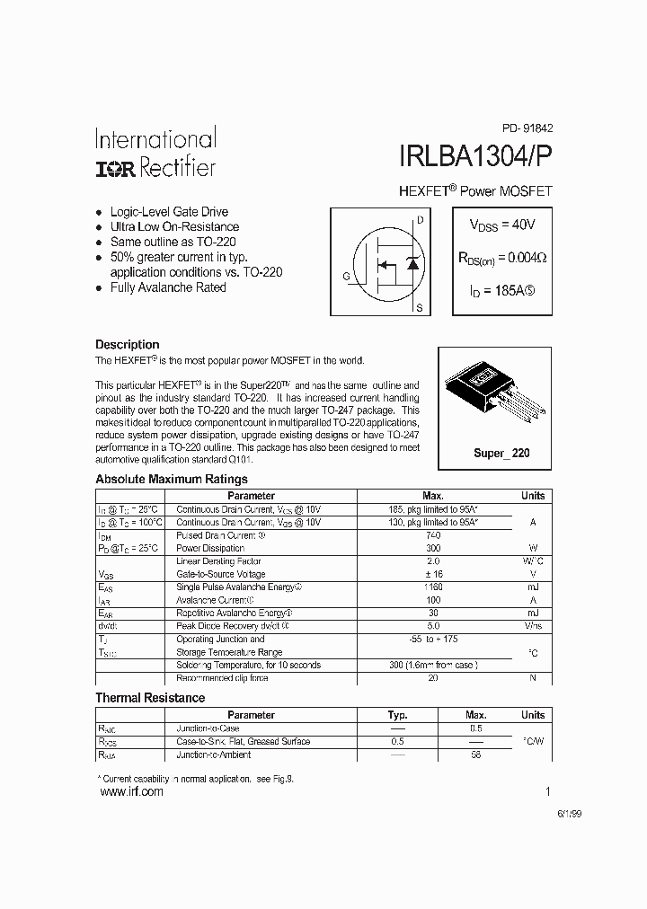 IRLBA1304P_289214.PDF Datasheet