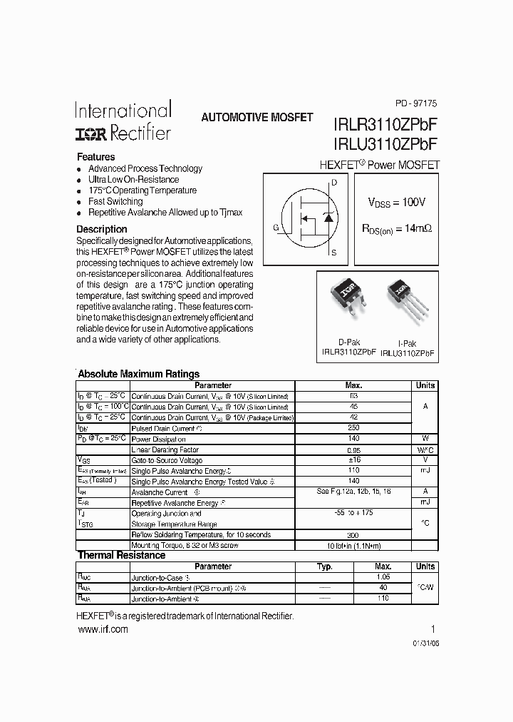 IRLR3110ZPBF_296476.PDF Datasheet