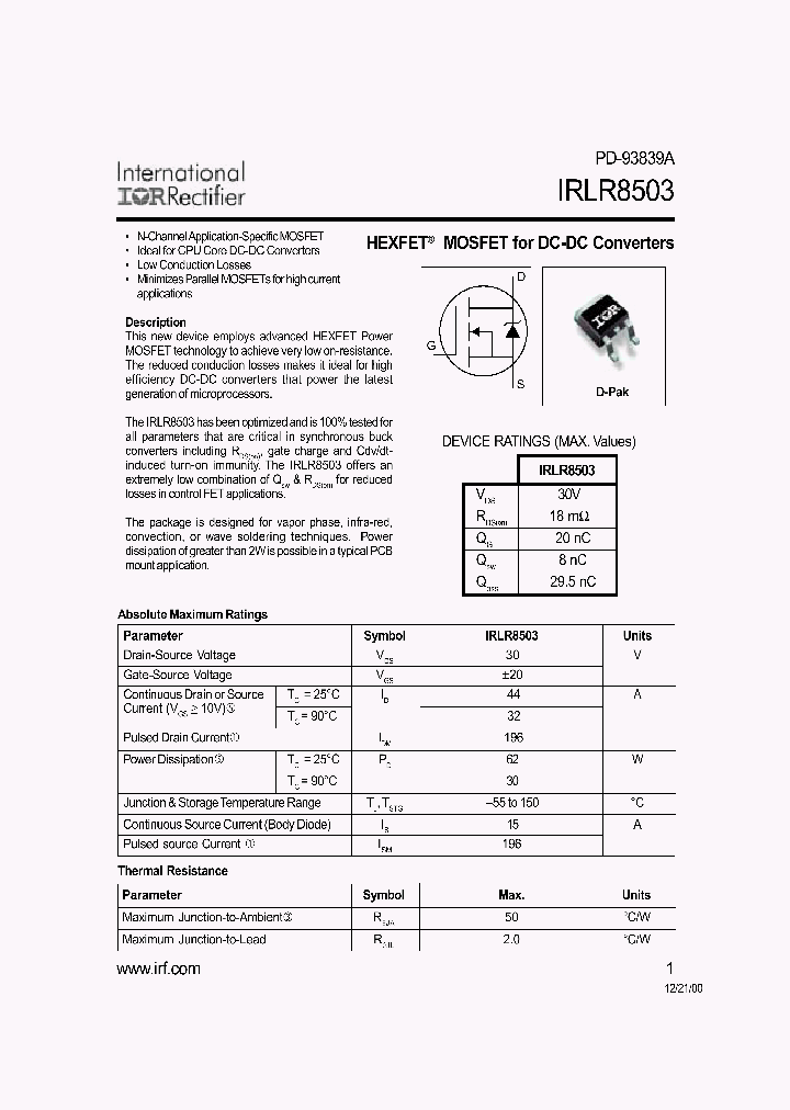 IRLR8503_258134.PDF Datasheet