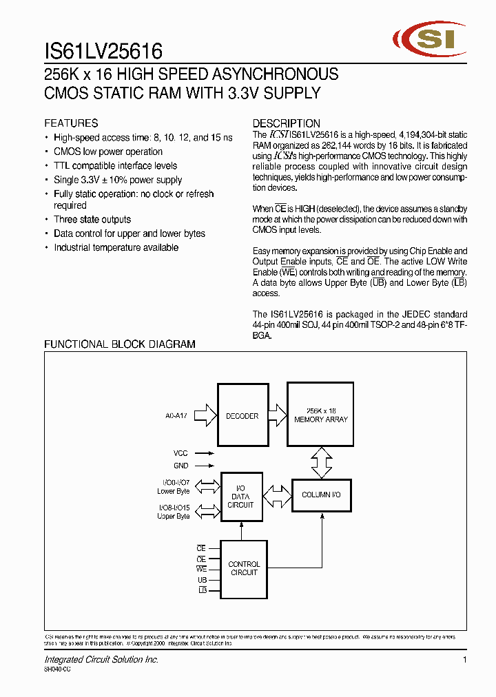 IS61LV25616_293750.PDF Datasheet