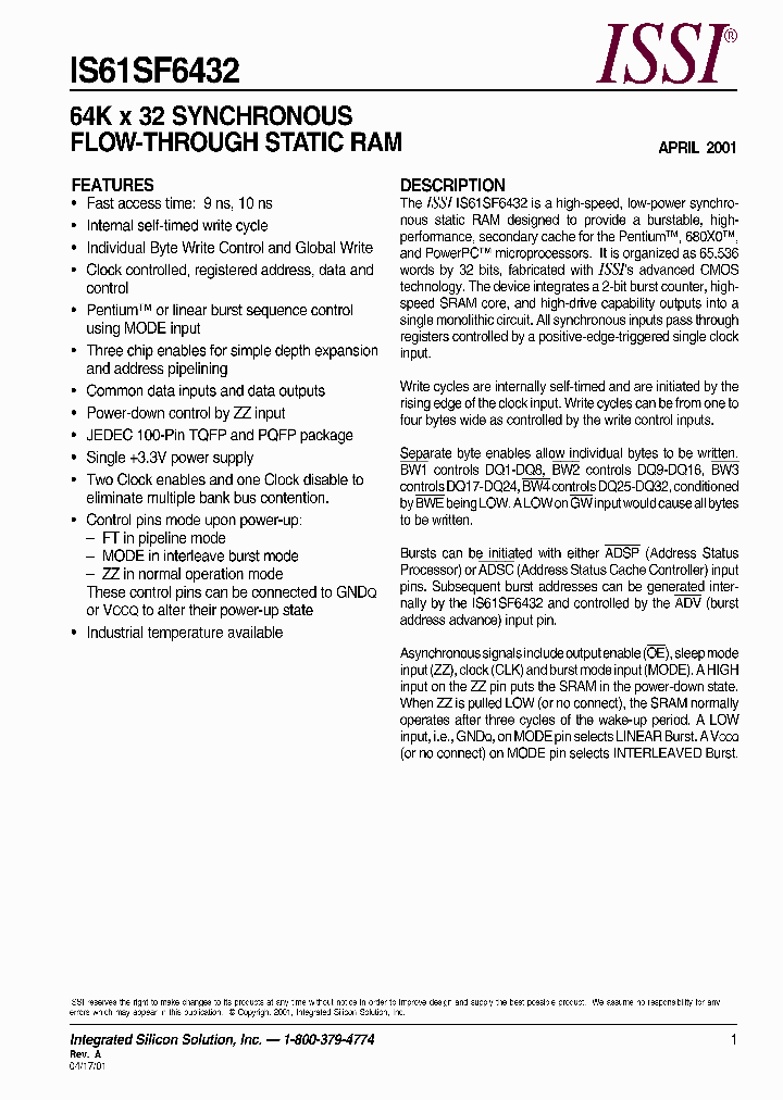 IS61SF6432-10TQ_200442.PDF Datasheet