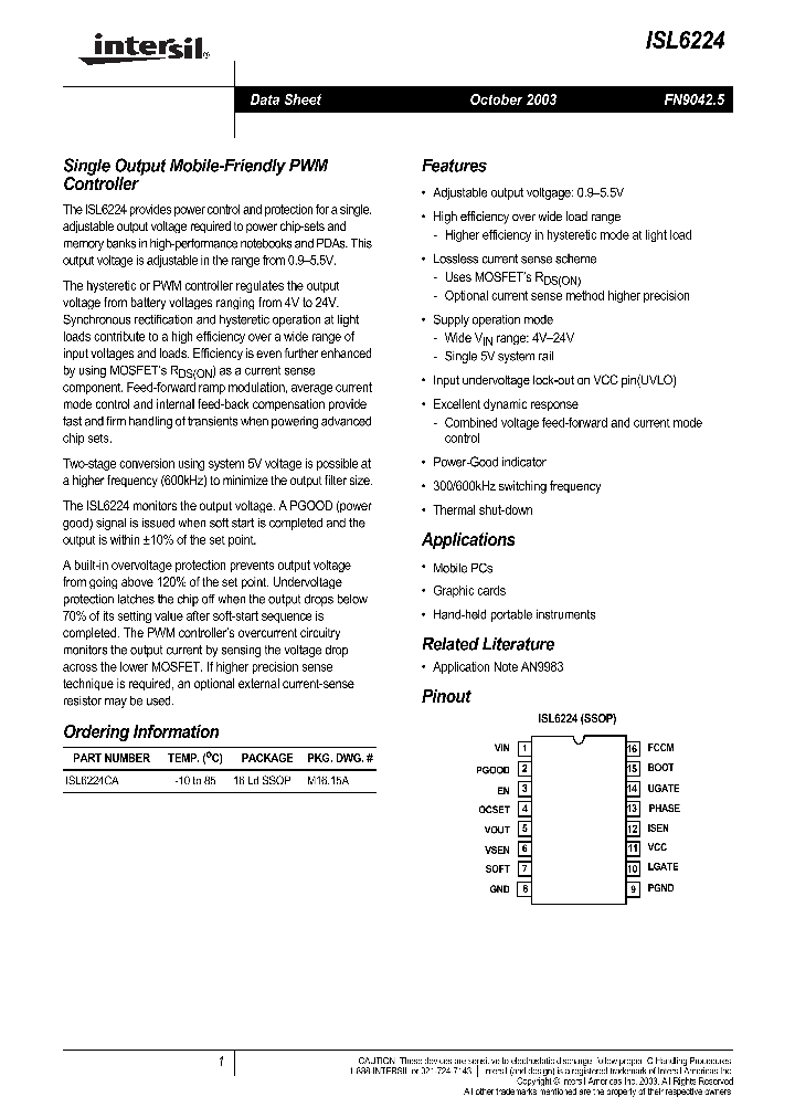 ISL6224_264513.PDF Datasheet