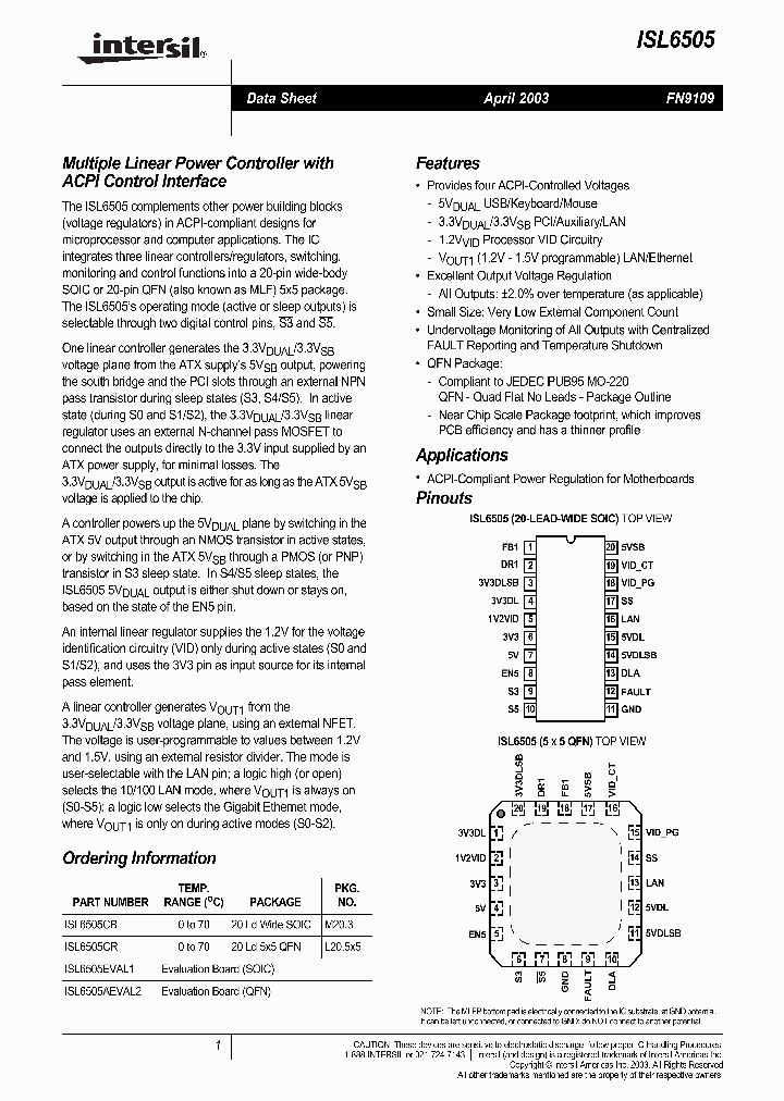 ISL6505_276155.PDF Datasheet