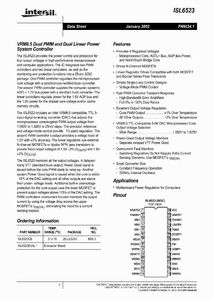 ISL6523_276355.PDF Datasheet