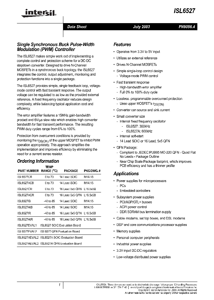 ISL6527AIR_276405.PDF Datasheet