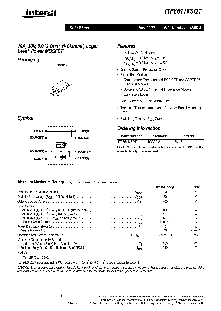 ITF86116SQT_282324.PDF Datasheet