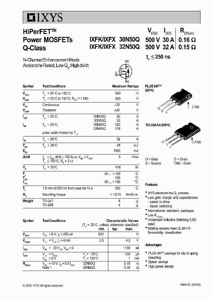 IXFX32N50Q_201573.PDF Datasheet