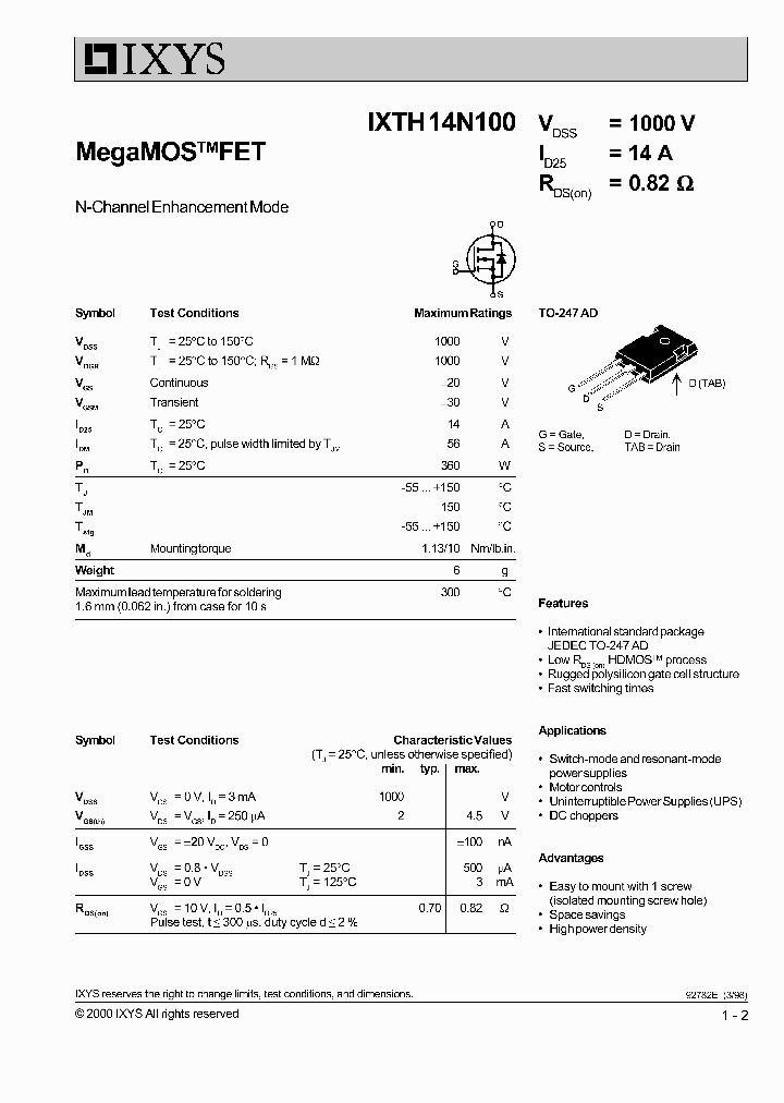 IXTH14N100_264174.PDF Datasheet