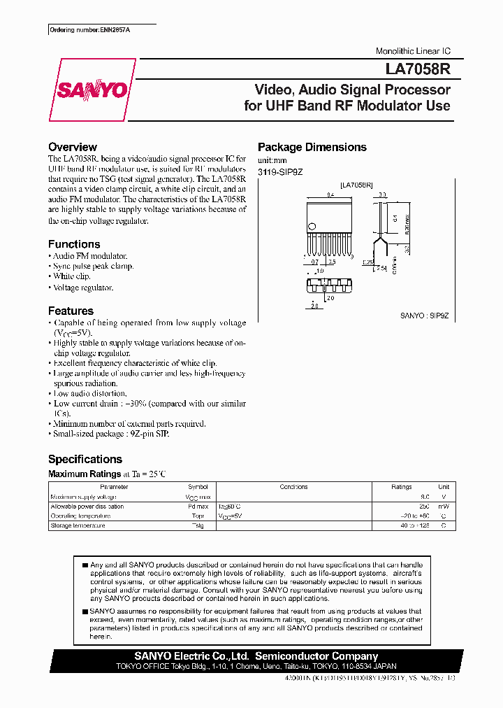 LA7058R_206665.PDF Datasheet