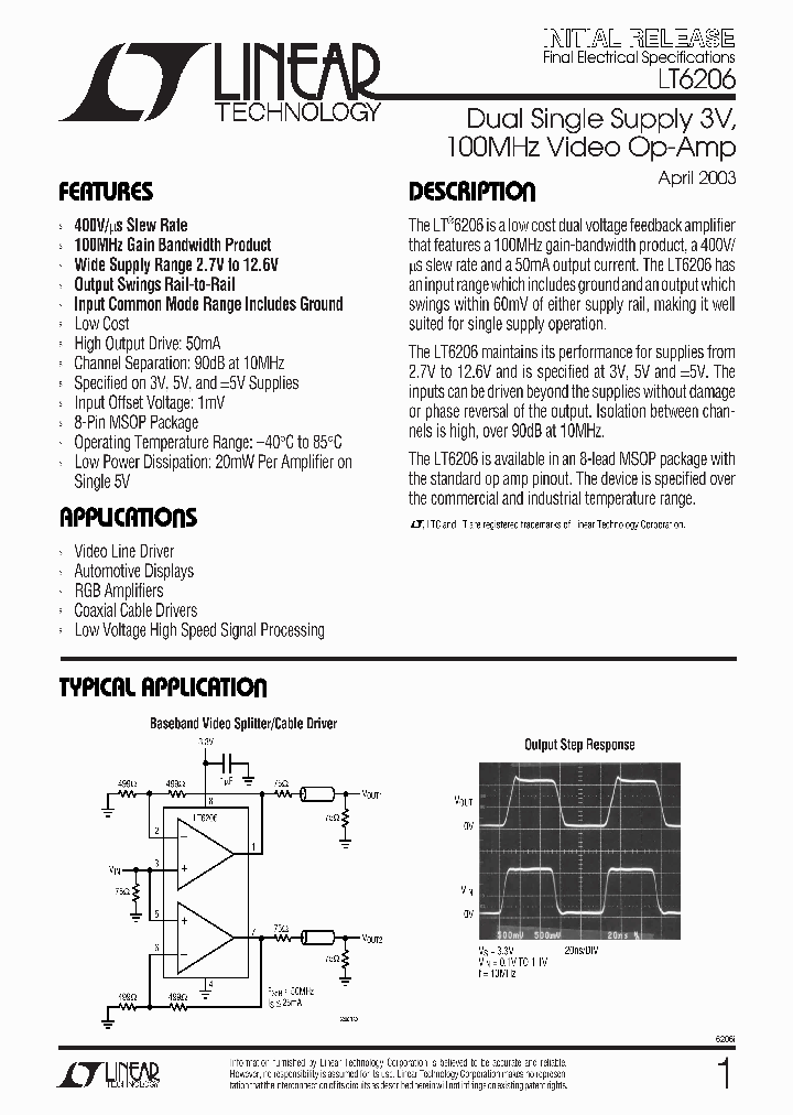 LT6206_298884.PDF Datasheet