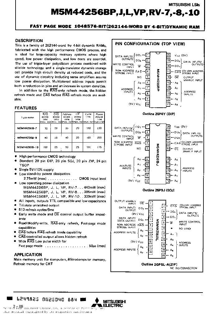 M5M44256RV-10_284772.PDF Datasheet