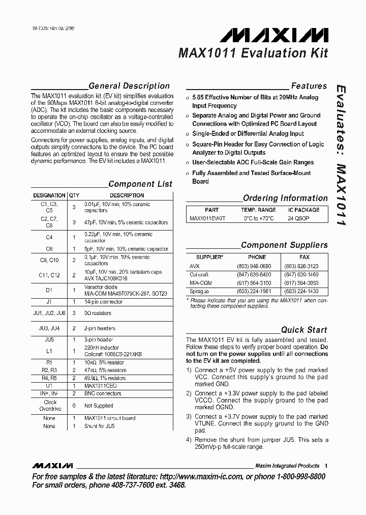 MAX1011EVKIT_282850.PDF Datasheet