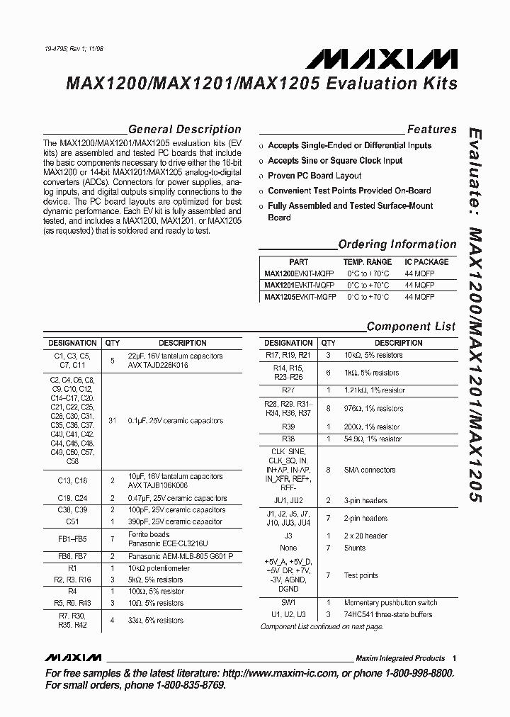 MAX1205EVKIT_295295.PDF Datasheet