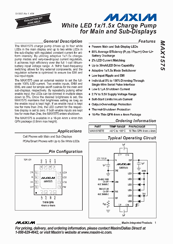 MAX1575ETE_295341.PDF Datasheet