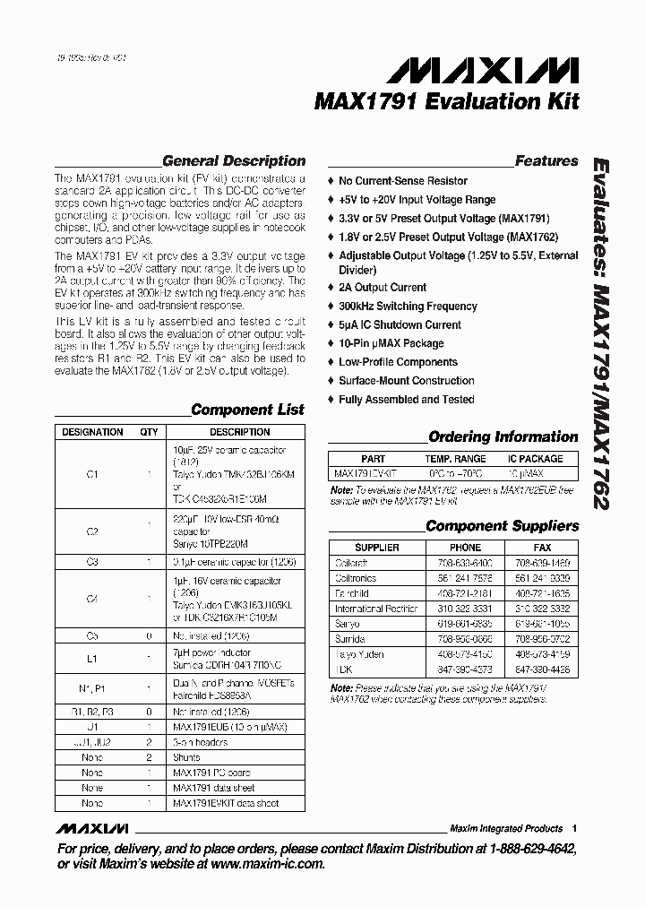 MAX1791EVKIT_295166.PDF Datasheet