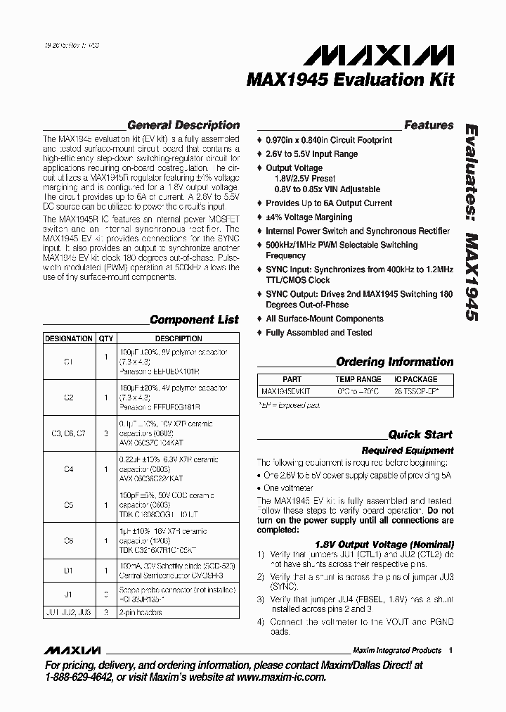 MAX1945EVKIT_240000.PDF Datasheet