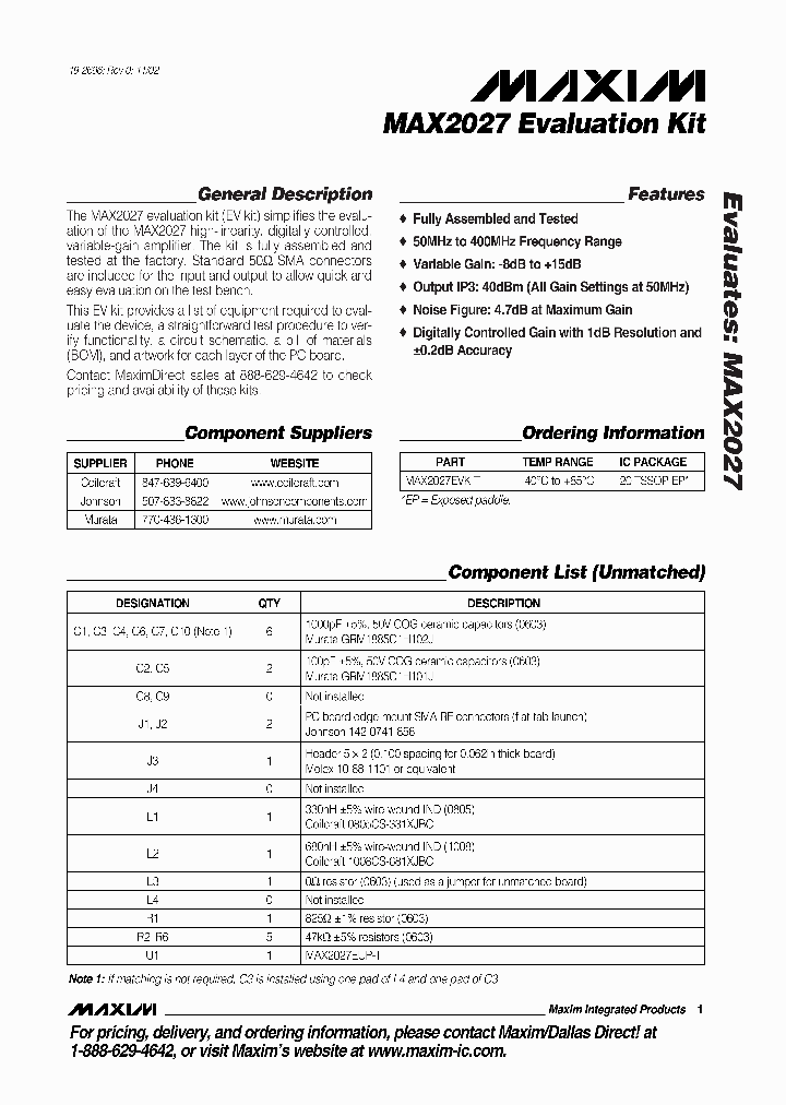 MAX2027EVKIT_276799.PDF Datasheet