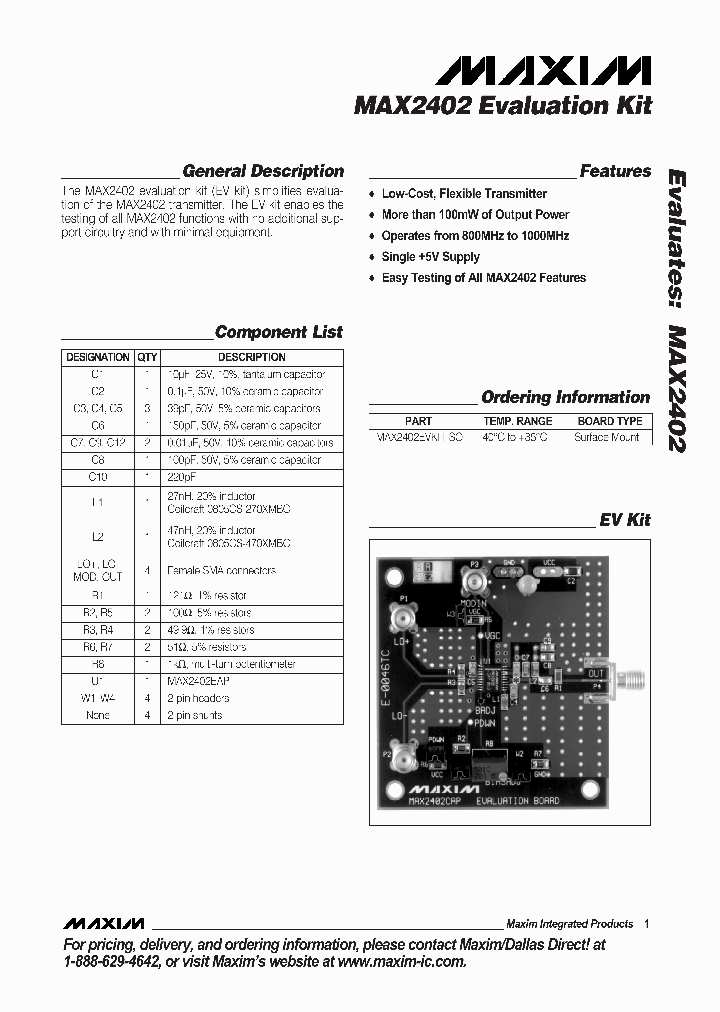 MAX2402EVKIT_293420.PDF Datasheet